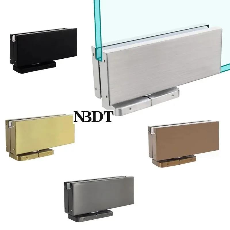 Face Mount Floor Closer Spring Glass Door Patch Fitting Clamp Pivot Hinge Brush Matte Black Rose Gold Titanium