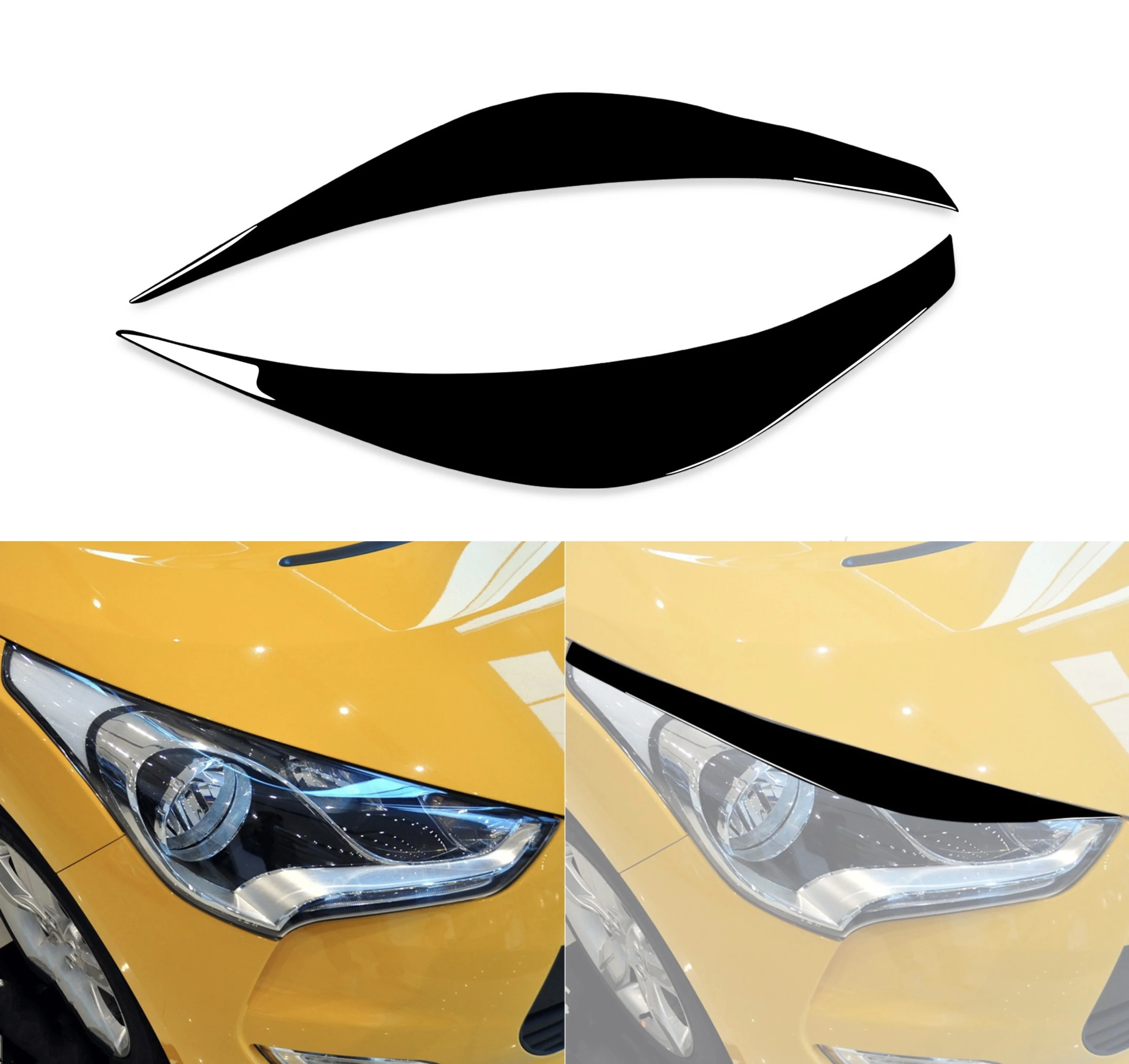 

Gloss Black ABS Car Front Headlight Eyebrow Eyelid Trim Sticker Cover For Hyundai Veloster 2011-2017 Decorative Auto Frame