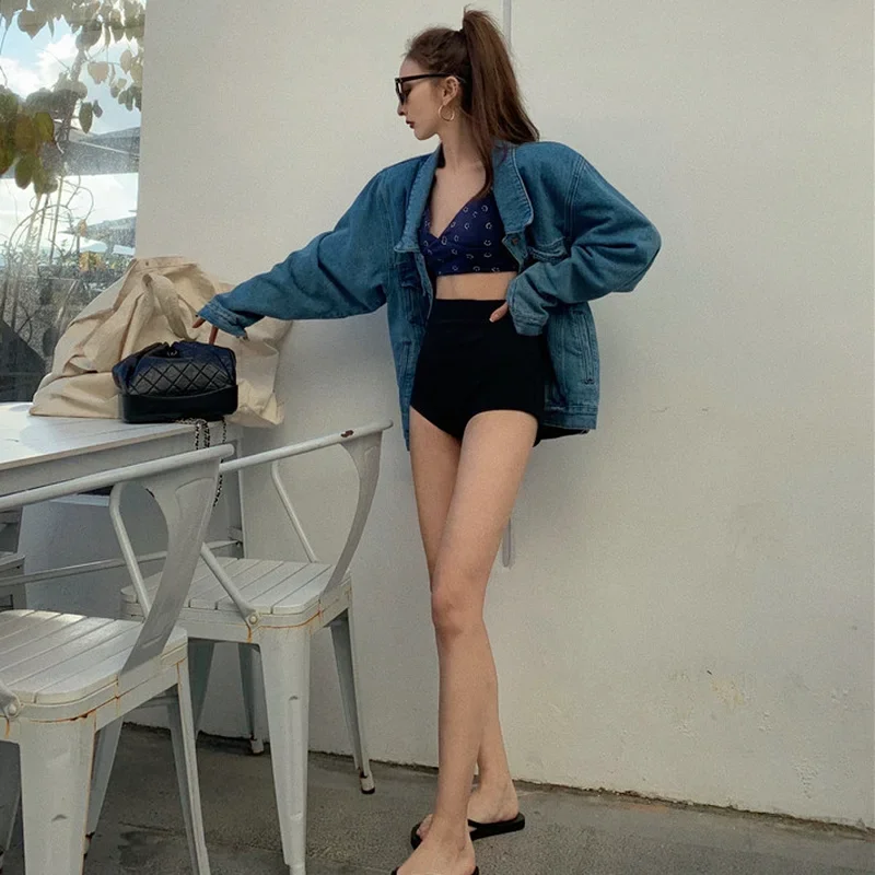 شورت نسائي قابل للتمدد يناسب الجميع أسود كاجوال نحيل صيفي مثير للسيدات عالي الخصر مجموعة جديدة أنيقة للكلية يوميًا #3