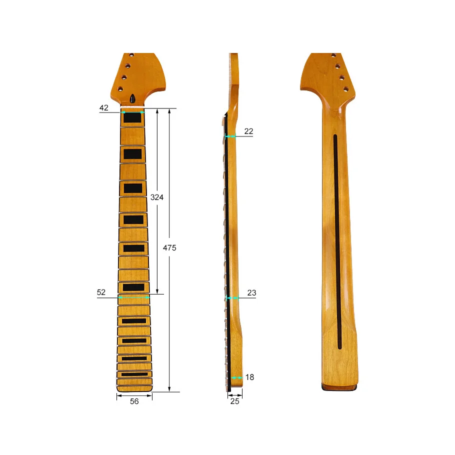 

ST22 Big Head Yellow Black Square Edge Bright 5.6-wide Electric Guitar Neck DIY Modified Guitar Handle#96