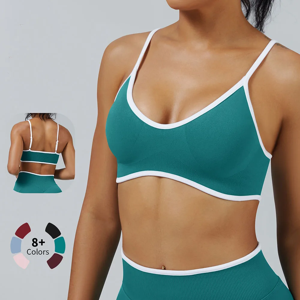 

Strappy Back Workout Bra Convertible Yoga Sports Bra For Women High Impact Running Crop Top Pad Seamless Fitness Shirt Outerwear