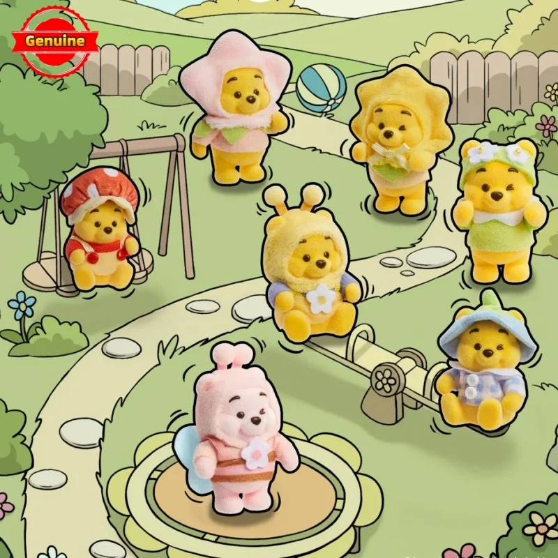 

Genuine Winnie The Pooh Heartbeat Garden Series Blind Box Cute Plush Winnie Bear Puff Puff Collect Doll Child Birthday Gifts