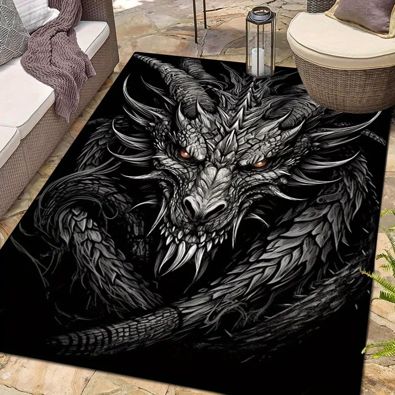 1pc Dragon Pattern Area Rug, Versatile Home Decor, Ideal Gift, Perfect for Living Room Playroom Bedroom Kitchen Bathroom