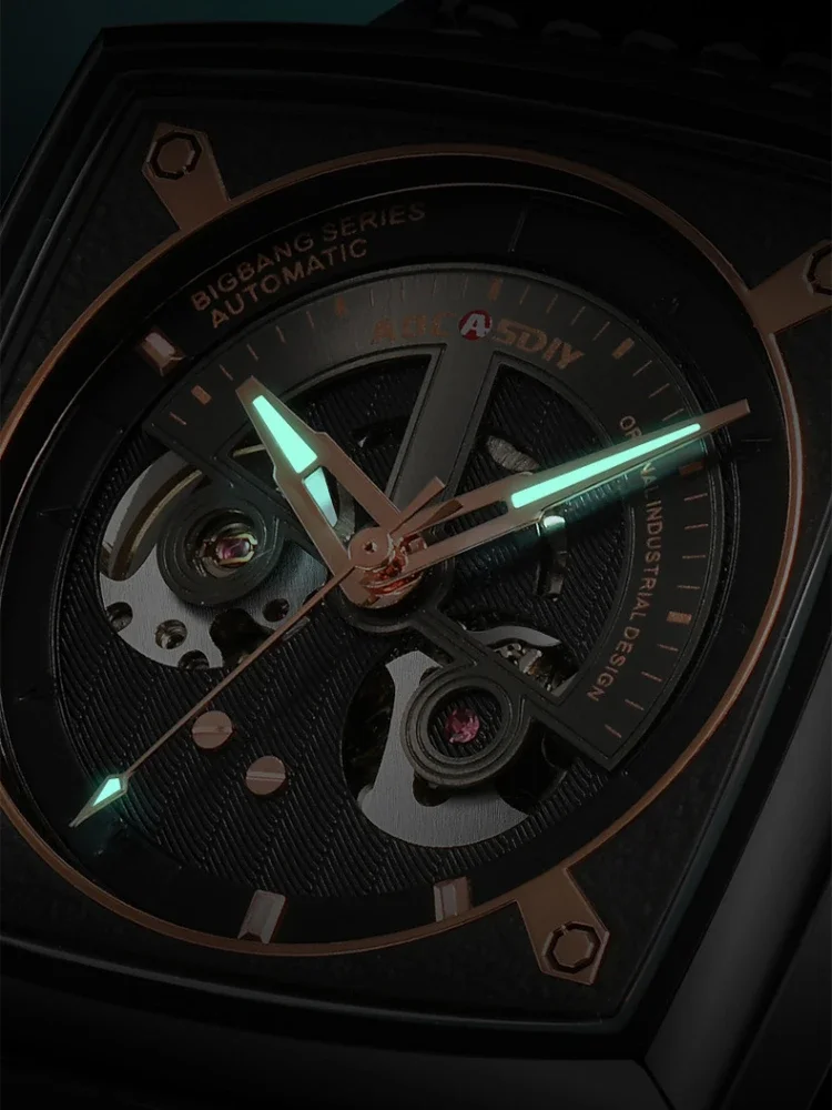 Orologio da uomo di lusso Tourbillon cavo Orologio meccanico automatico da uomo Orologio da uomo impermeabile con data e settimana in acciaio inossidabile