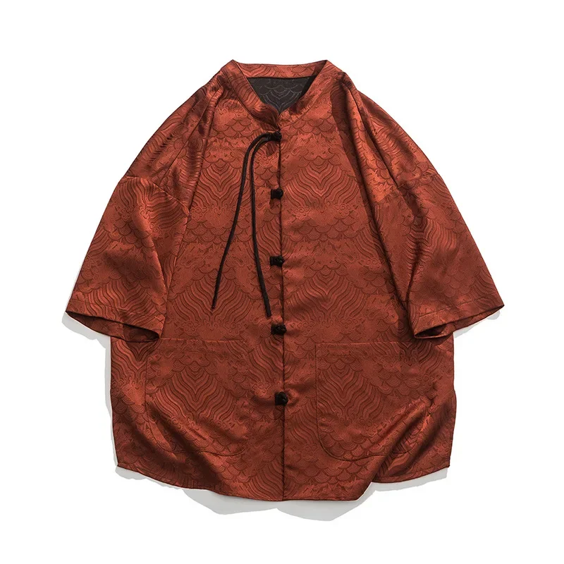 Chinese Style Plus Size Hanfu Men Clothing Vintage Casual Shirt Summer Ethnic Style Short Sleeve Oversize Mens Shirts Coat Y2k