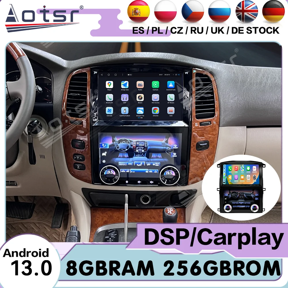 Double Knob Automotive Multimedia Stereo Android Carplay For Toyota Land Cruiser LC100 2003~2007 GPS Navigation Radio Head Unit