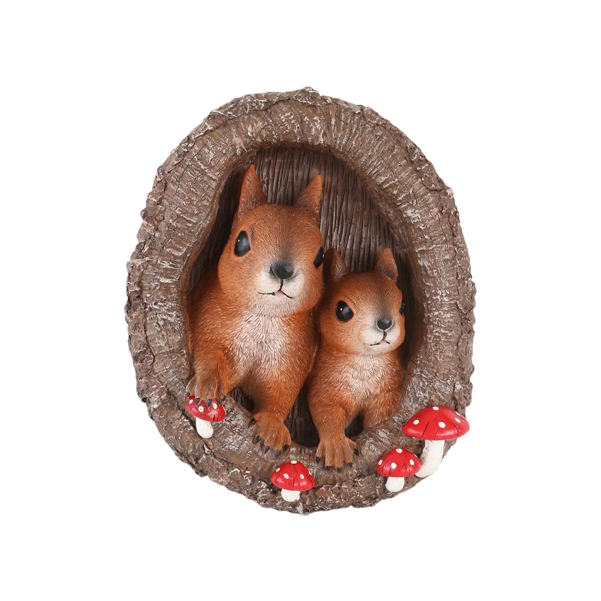 Mother and Child Squirrel Tree Hole Pendant Outdoor Garden Tree Decoration Animal Statue Tree Hanging Gardening Gift