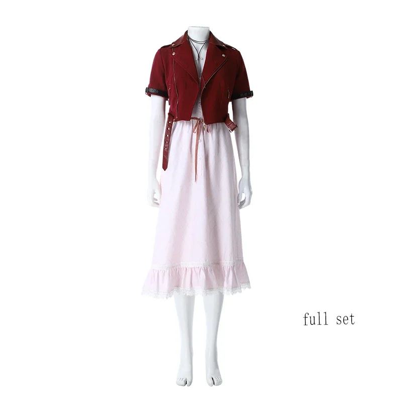 Final Fantasy VII Remake Aerith Costume game FF7 Aerith Gainsborough Cosplay Costume Halloween Jacket Dress