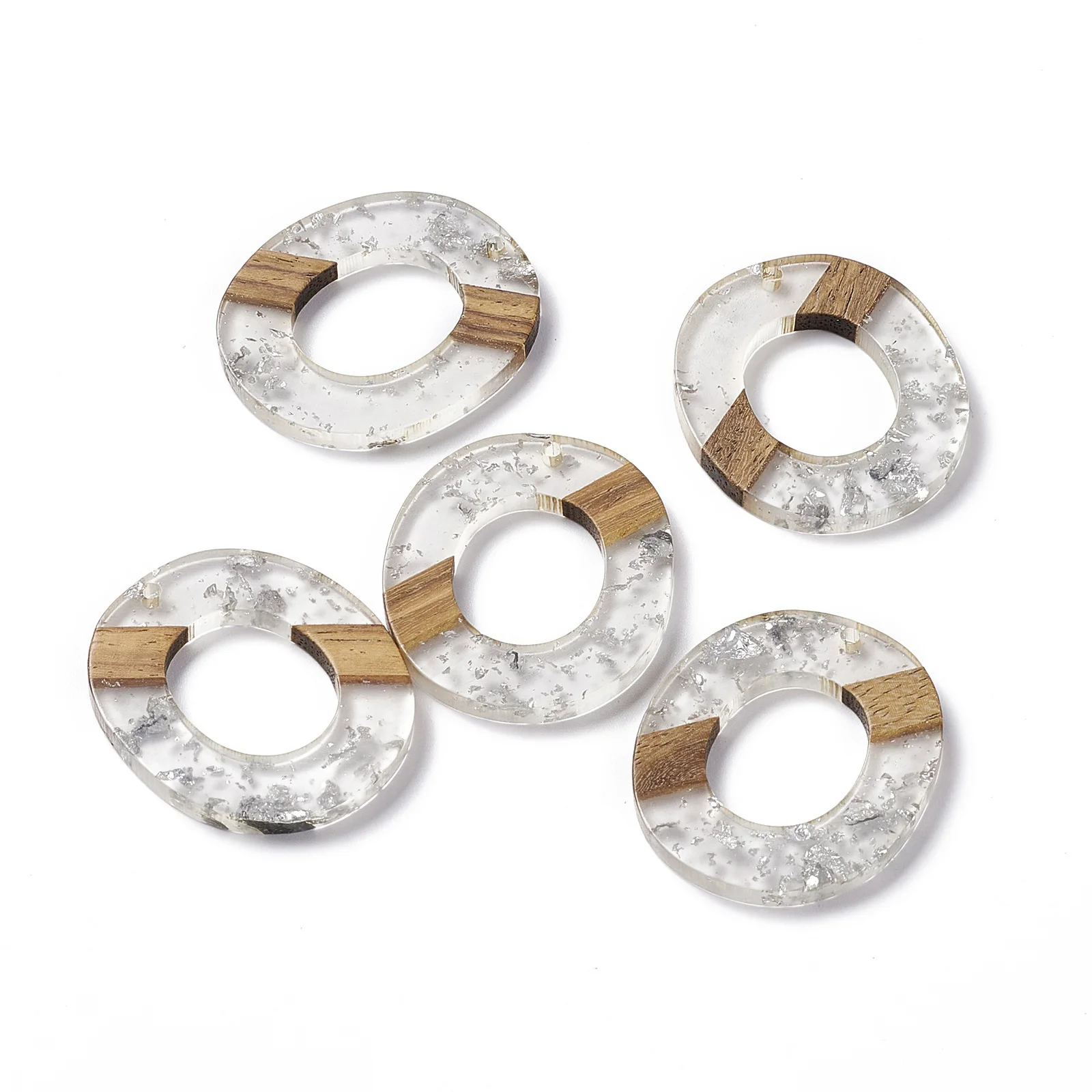 20pcs Drop Earring Resin Charms Handmade Natural Wood Donut Pendant Diy Necklace Wooden Jewelry Findings