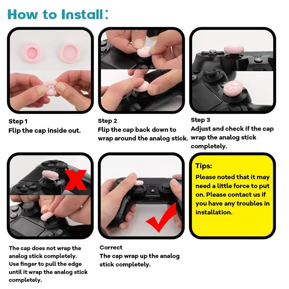 고양이 발톱 엄지 그립 그립 세트 조이스틱 캡 스위치 프로 컨트롤러 PS4/PS3/Xbox 360 One/ Game Accessories Thumbstick Button