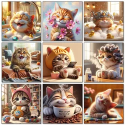 5D DIY Diamond Painting Cat Cute Animal Cross Stitch Picture Full Diamond Mosaic Embroidery Art Home Decoration Handmade Gift