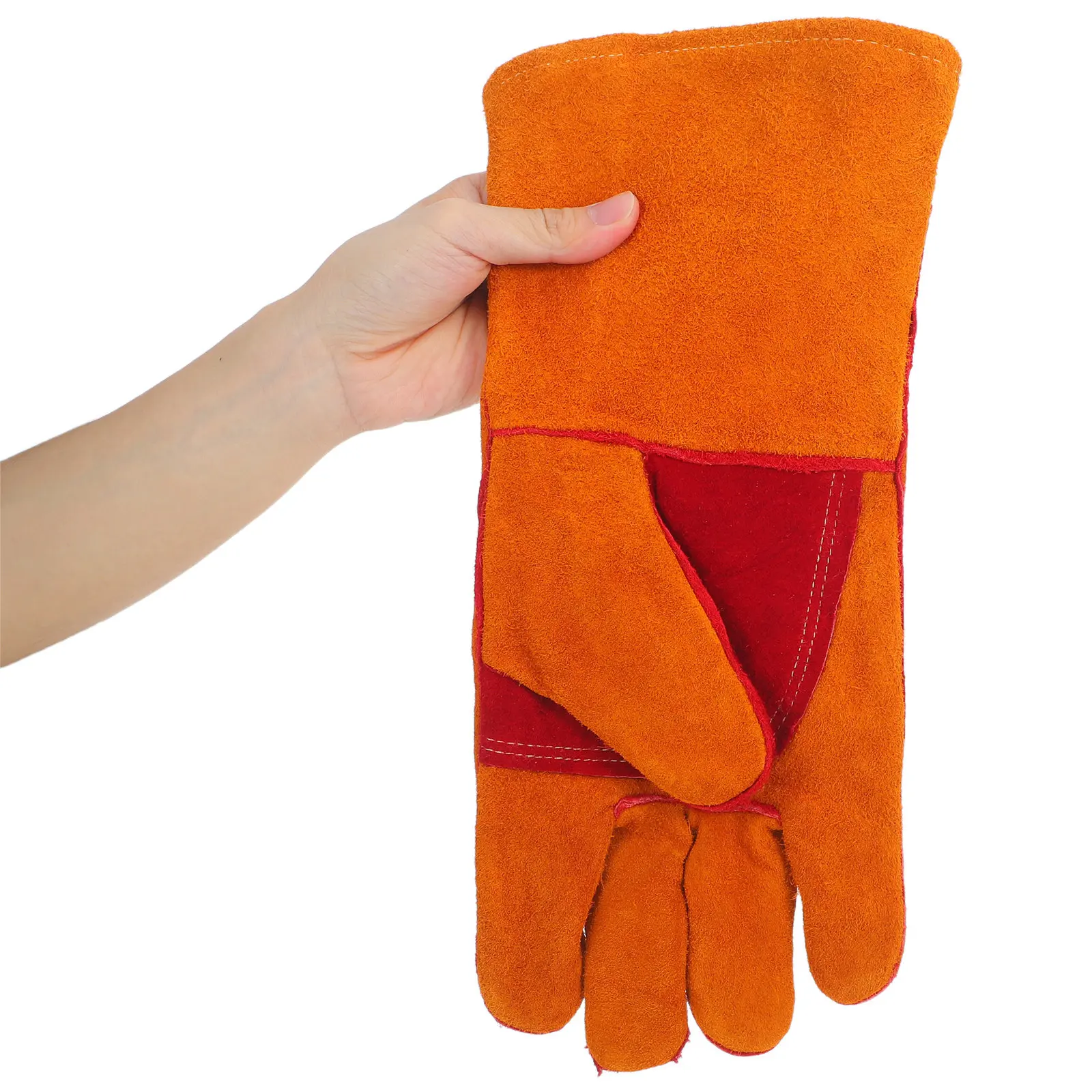 

1Pair Welding Gloves Cowhide Fire Resistant Heat Resistant Gloves for Stick Mig Tig Furnace Bbq Wood Stove Campfire Baking Grill