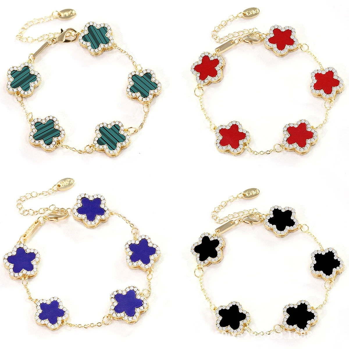 CDD New Shining Zircon Flowers Double-sided Bracelet Woman Luxury Designer Exquisite Jewelry Gift Elegant Chain Bracelets Charms