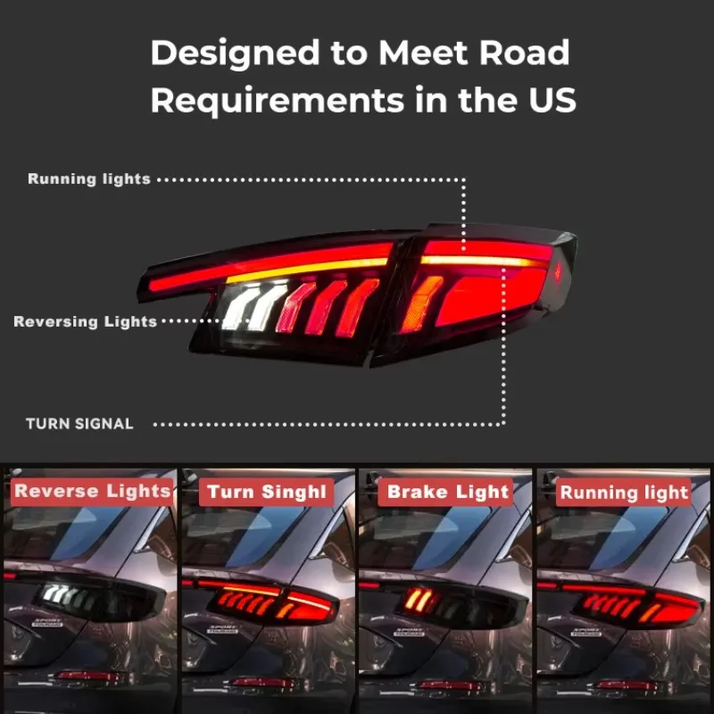 DK Motion LED-Rückleuchten, Typ R, FL1, FL2, FL4, FL5, Civic-Rücklicht der 11. Generation, für Civic 2022–2025 Civic Schrägheck