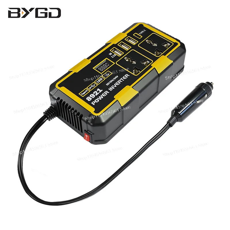 Multifunctional Solar Inverter 200W 300W DC 12V 24V to AC 220V with Cigarette Lighter Plug for Car Outdoor Power Supply