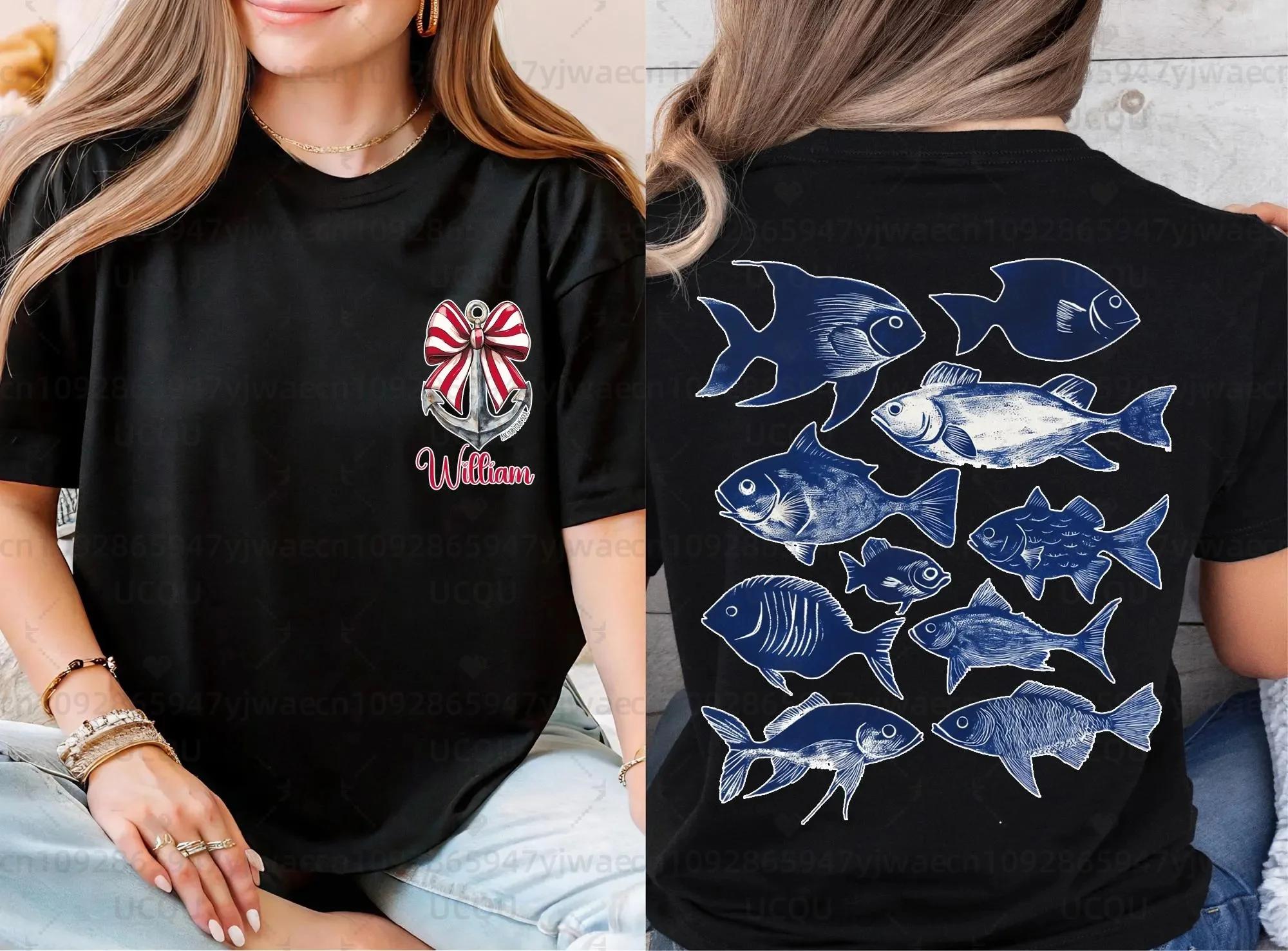

Nautical Fish And Anchor T-shirt Tinned Sardines Tee Tinned Fish Sardine Lover Women's Men's Short Sleeve Casual T-shirt Tops