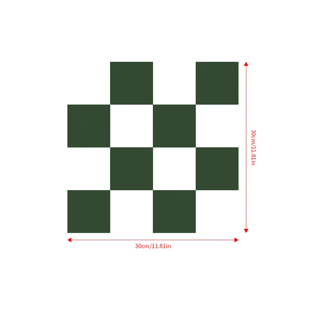 10 Peças de Azulejos de Piso Autoadesivos em Verde e Branco com Estampa de Tabuleiro de Xadrez, 30x30cm, Extra Grossos, Adesivos de PVC Impermeáveis