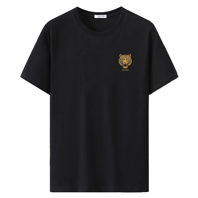 Men Plus Size Summer T Shirt Short-sleeved 6XL 7XL Oversize Soft Printed Tiger Round Neck Casual Black Sports T Shirts