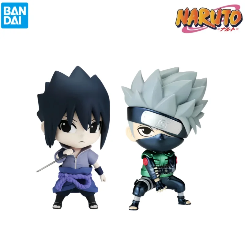 Figura de acción original de Bandai en stock, modelo Garage Kit de Naruto Hatake Kakashi Uchiha Sasuke, personajes de anime, estatua original.