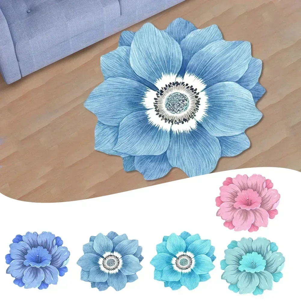 Non-slip Flower Carpet Chinese Style Lotus Floor Mat Bedside Blanket Mat 40x40cm Baby Playmat Home Living Room Decor