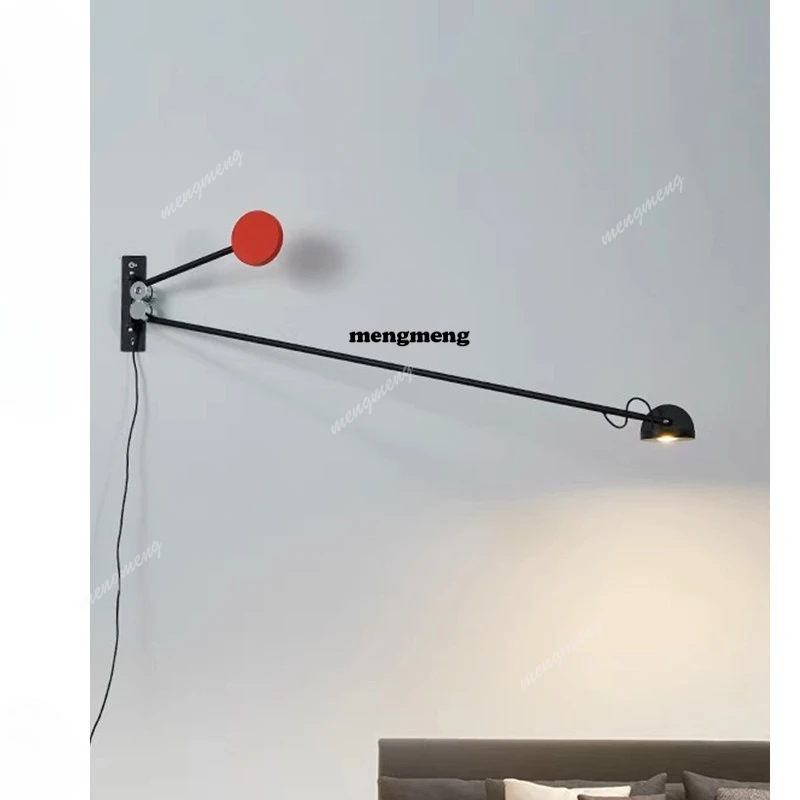 

Spanish living room long pole rocker arm wall lamp Nordic designer bedroom reading bedside lamp