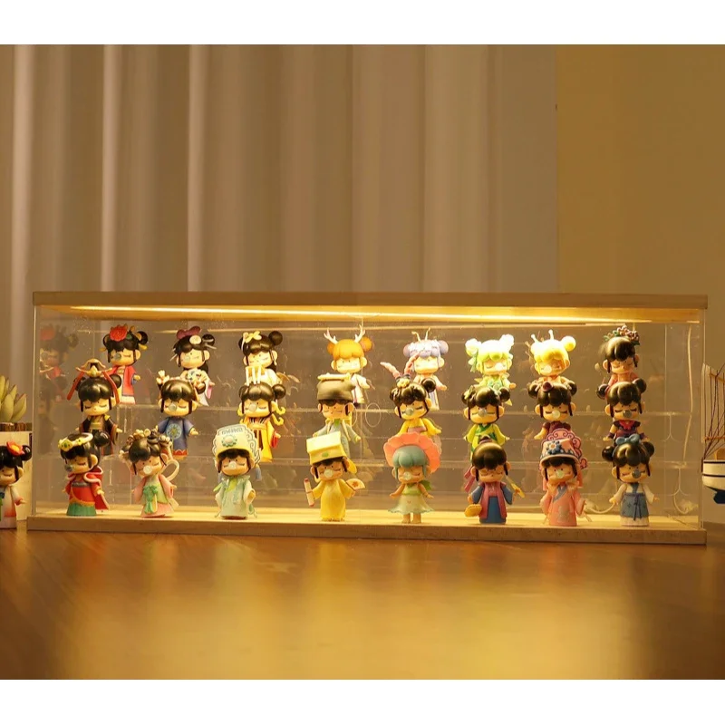 

New Blind Box Storage Display Box Bubble Maat Doll Storage Rack Transparent Acrylic with Light Hand Office Display Cabinet