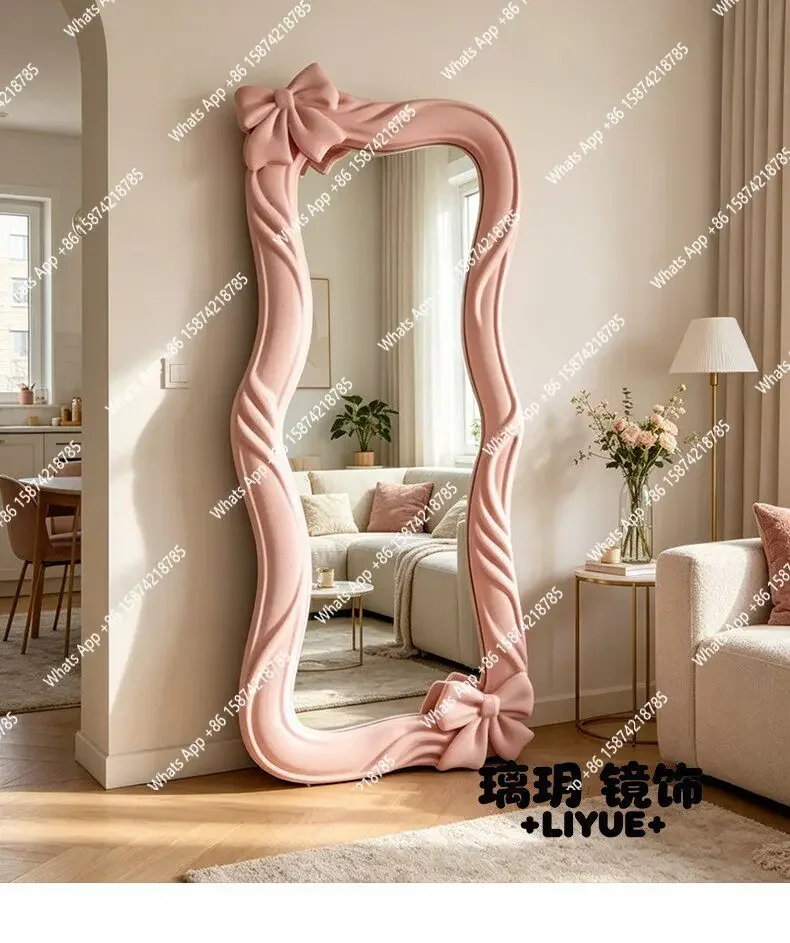 XX American Butterfly Floor Mirror, Pink Full-body Mirror Art Home Dressing Special-shaped Creative Fitting Mirror