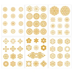 6pcs Boho Metallic Gold Temporary Tattoo Stickers Hollow Out Design Small Pattern Arm Fake Tatto Flash Party Decor Body Art