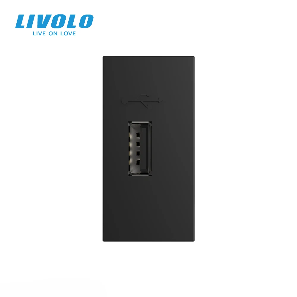 Livolo EU Standard DIY Parts Plastic Materials USB Plug Socket / Wall Outlet Function Key ,USB Charge VL-FCUS (No Metal Plate)