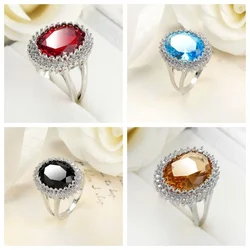 New Women's Engagement Ring 4 Colors Artificial Zircon Copper Diamond Exquisite Fashion Trendy Wedding Party Jewelry