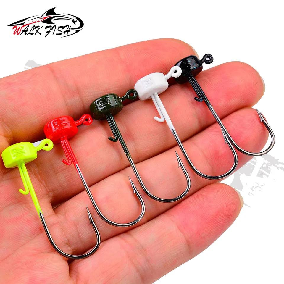 WALK FISH 5Pcs 2.8g 3.5g 4.6g - Fishing Hook Offset ulasan dan harga