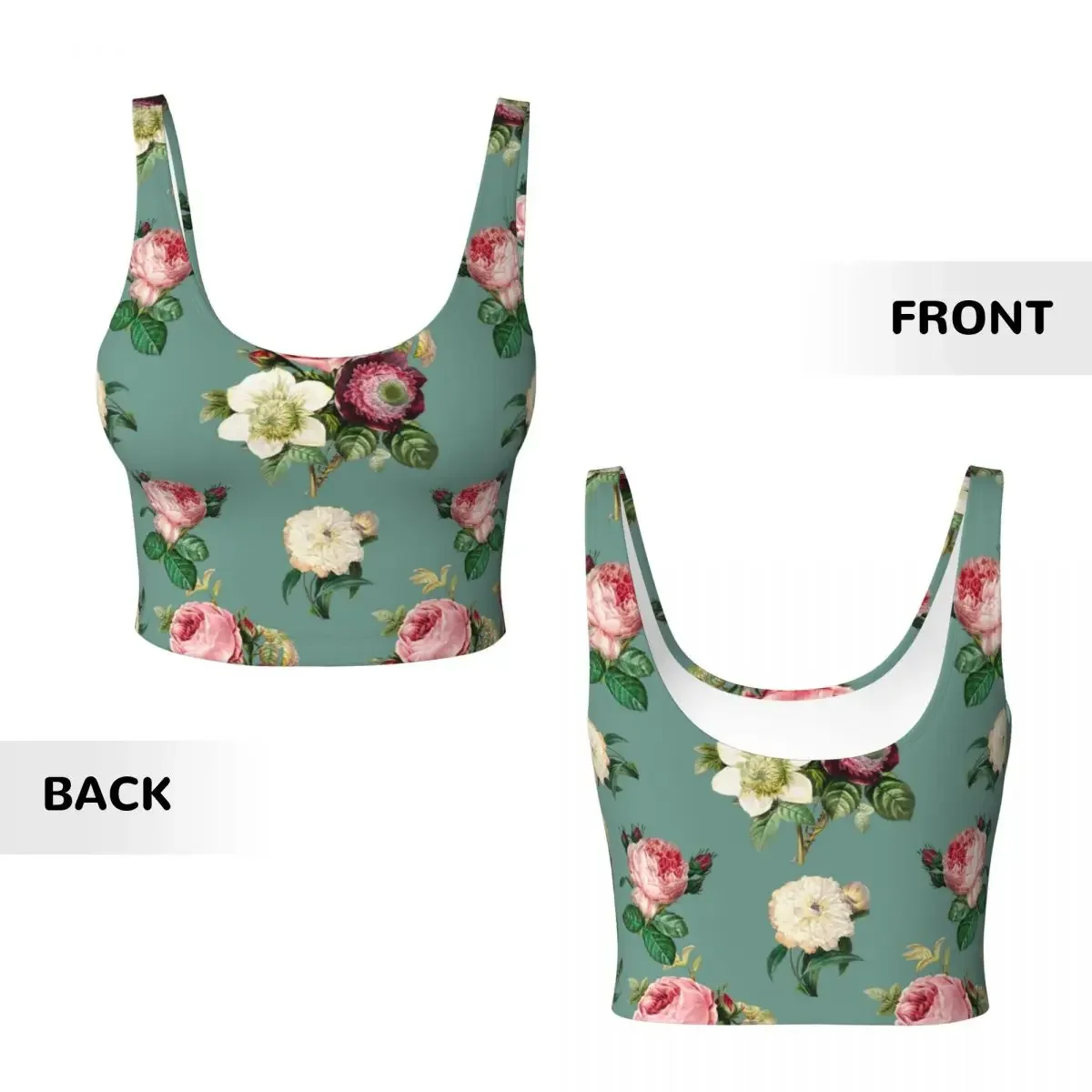 Yoga Vest Women Gym Sports Crop Tops Flowers Streetwear Workout Breathable Tank Top Female