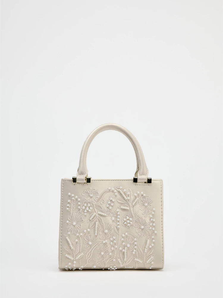 Ele Pearl Embroidered Flower Handbag Women's Faion Versatile High-End Texture Small Square Crossbody Bag Autumn 2025