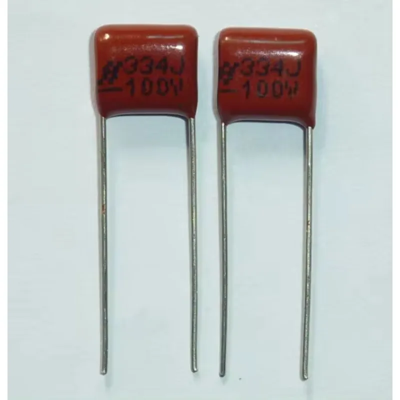 Capacitor metalizado CBB do filme do polipropileno, 334, 100V, 334J, 0,33 uF, 330nF, P7.5, 10 PCes, 100 PCes