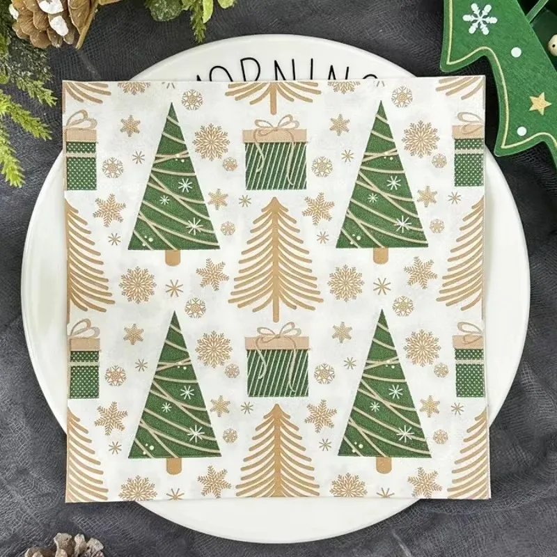 20/60Pcs Disposable Napkins Christmas Tree Paper Napkins Party Handkerchief Tissue Paper Towel Serviette En Papier