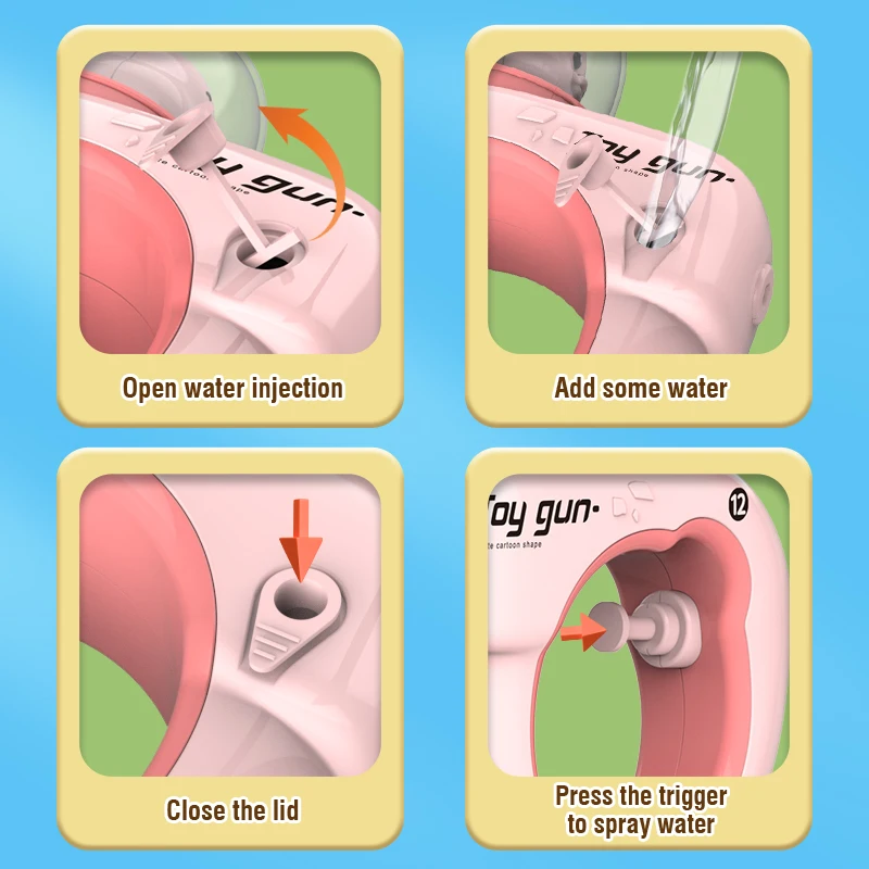 미니 만화 물총 어린이 여름 튀는 수영장 야외 게임, 아기 해변 액세서리, 남아용 동물 장난감 선물