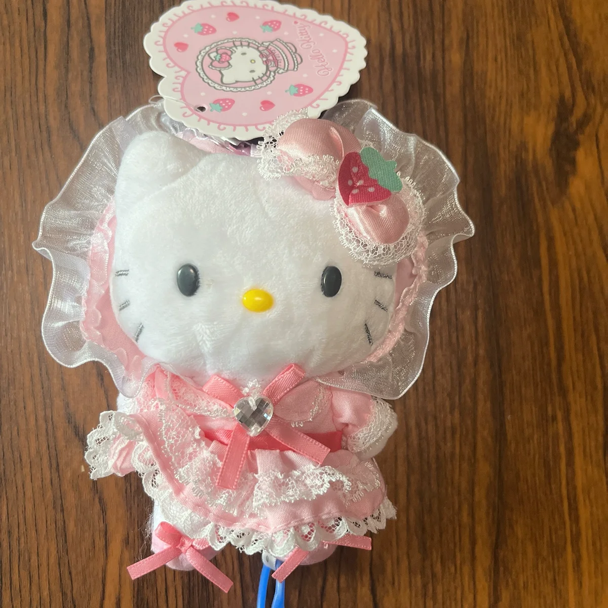 Sanrio Hello Kitty Strawberry Lolita Pink Heart-Shaped Metal Buckle Plush Doll Keychain Itabag Jk Bag Decoration Key Pendant