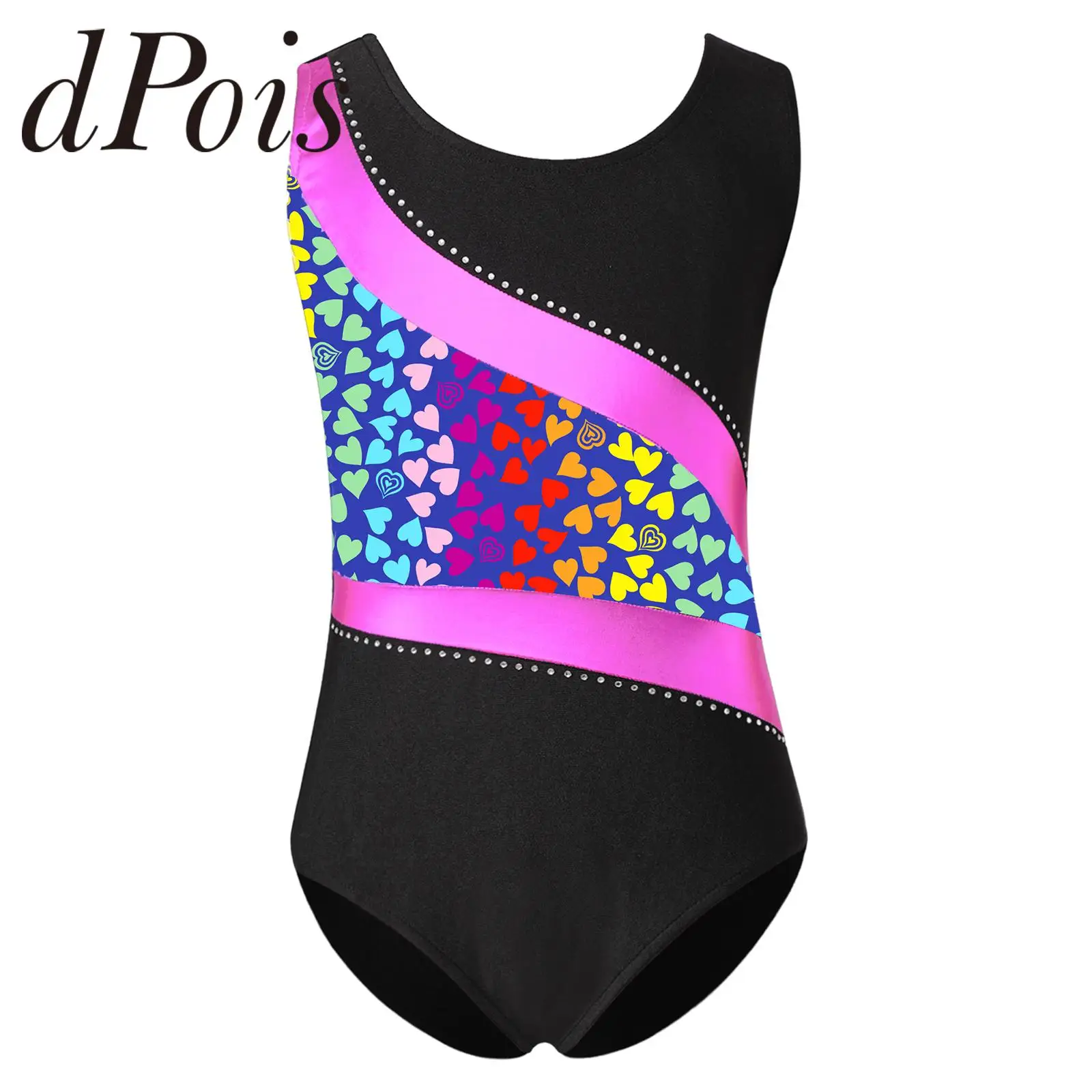 Kids Ballet Dance Leotard Sleeveless Print Gymnastics Bodysuit for Girl Childs Yoga Athletic Training Clothes Skating Jumpsuit