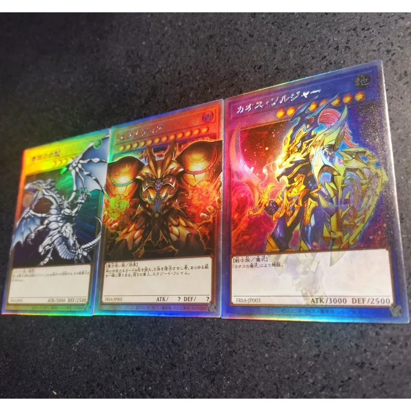 3Pcs/Set Yu Gi Oh Cards Blue-Eyes White Dragon Black Luster Soldier Anime Game Collection Color Flash Card DIY Off Screen Series