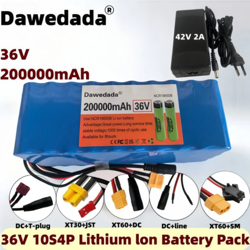 36V 200Ah 10S4P 18650 Lithium-ion Battery Pack, Large Capacity with Built-in BMS for Electric Scooter & Electric Bicycle