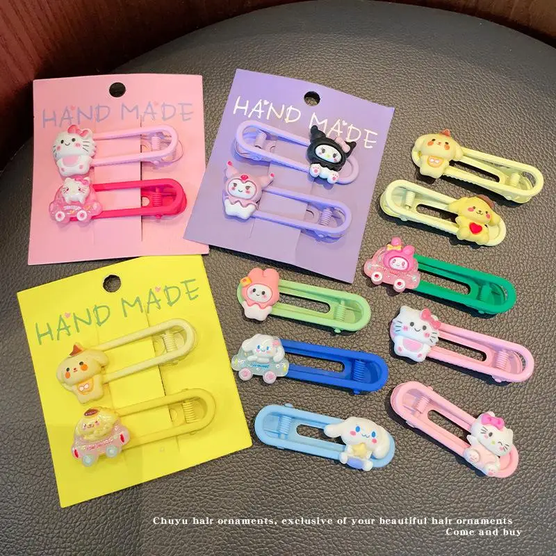 Japan New Cute Candy Color Sanrios Hair Clip Cartoon Character Kt Kuromi Melody Series Childrens Baby Bang Side Clip Small Gifts