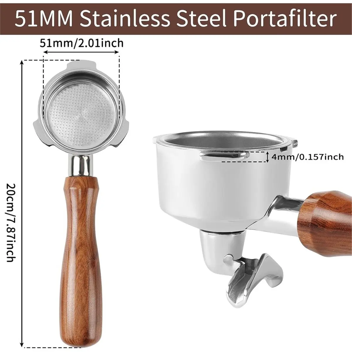 update. 51mm Stainless Steel Portafilter with Double,3 Ears Portafilter for CASABREWS CM5418,3700Essential,5418Pro and 5418Basic - view 3