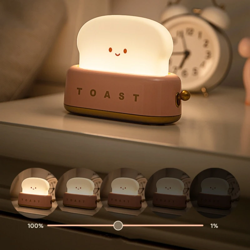 LED Bread Shape Touch Lamp Rechargeable Silicone Night Light Dimming Bedside Table Light Bedroom Room Decoration For Kids Gift