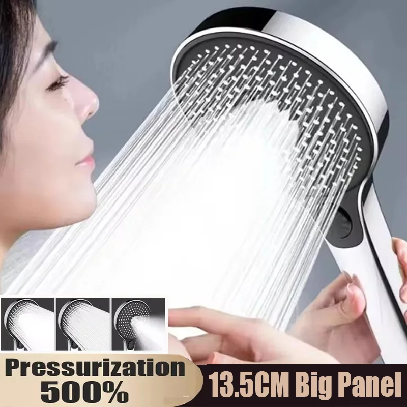 

135 мм большая панель с наддувом, насадка для душа с водопадом, 3 режима, высокое давление, большой поток, смеситель для душа в ванной комнате, аксессуары