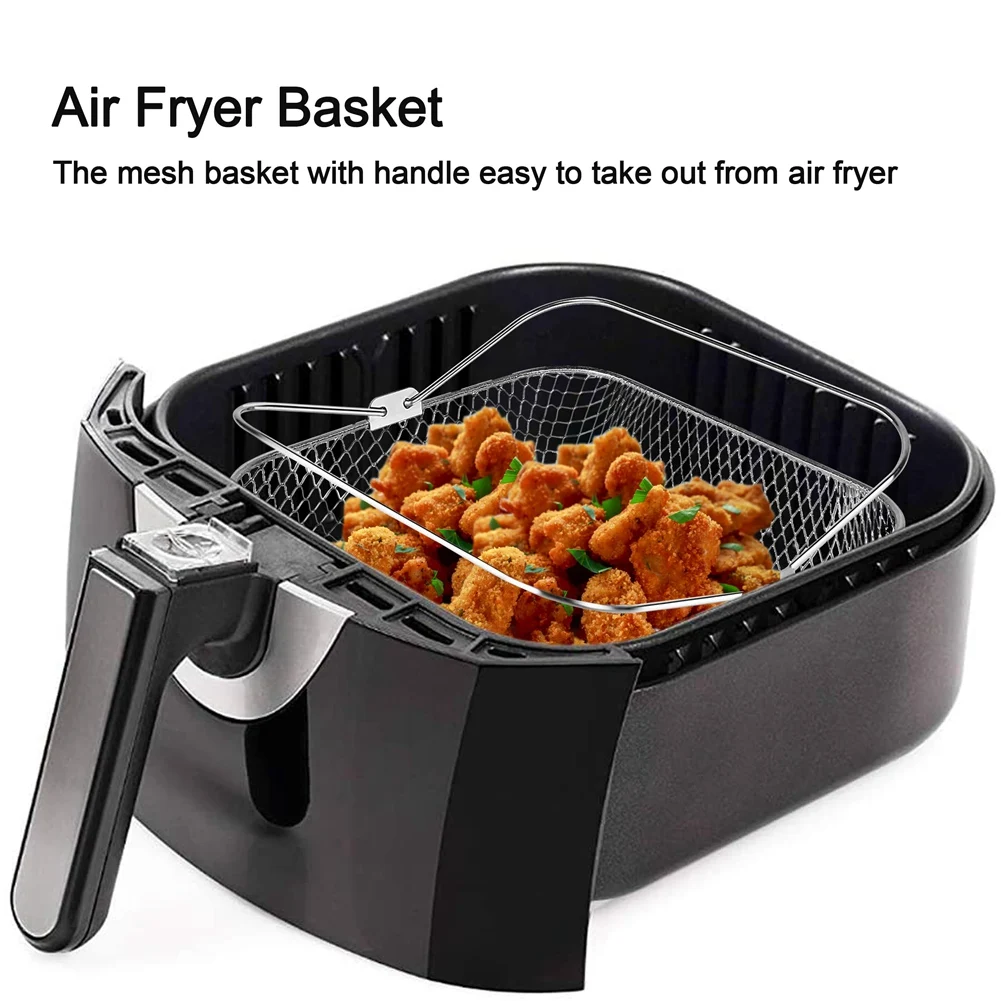 Air Fryer Basket 8.19Inch Square Air Fryer Basket for Instant Vortex Air Fryer,COSORI,Philips,Air Fryer Accessories