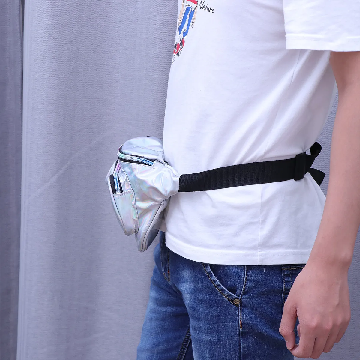 

Hologram Waist Bag Women Waterproof Sturdy Lightweight PU Fanny Pack Chest Crossbody Beach Concert Festival Bag