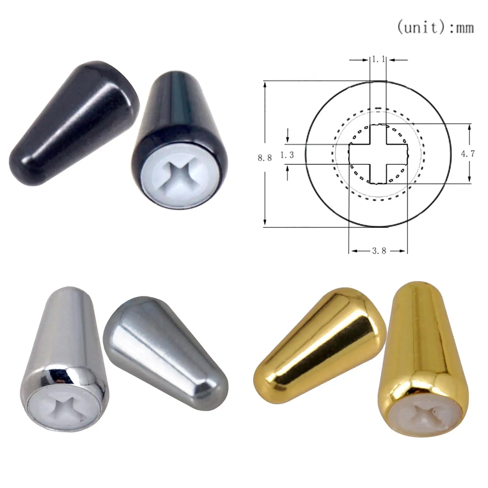 

2x Knob for Toggle Switch Electric Guitar Parts Selector Buttons
