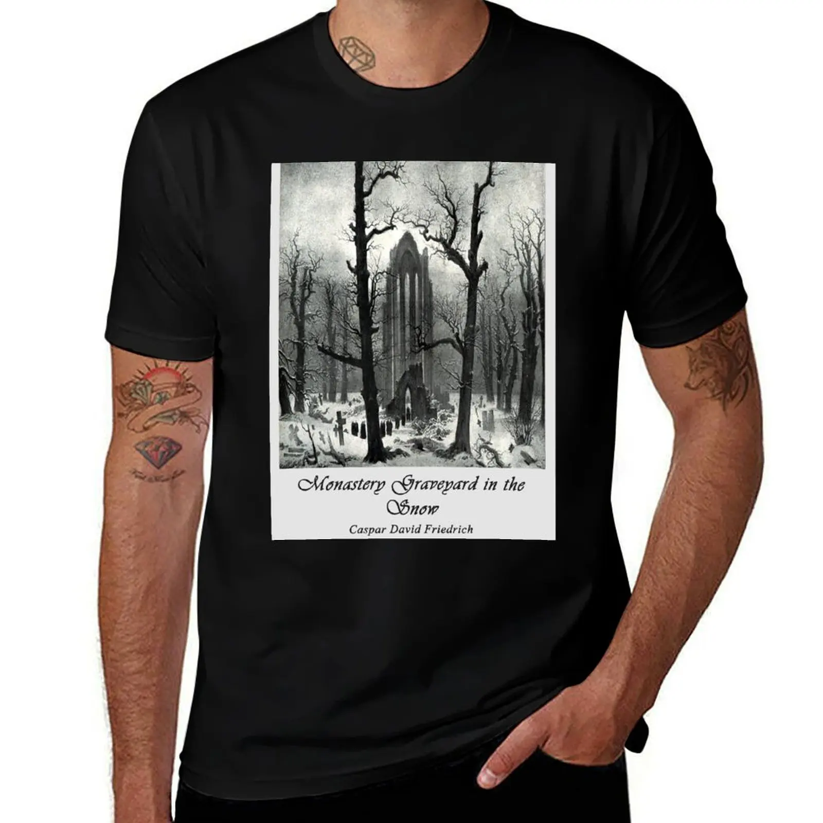 

Monastery Graveyard in the Snow - 1820 - Caspar David Friedrich T-Shirt t shirt custom print graphic t shirts for man T-Shirt