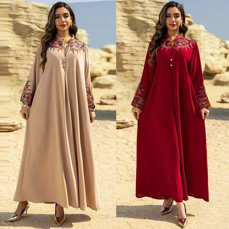 

Ab467 Muslim Women's Robe Spring/summer Fashion Ins New Dubai Embroidered Dress Jalabiya Ramadan Dubai Luxury Islam Elegant