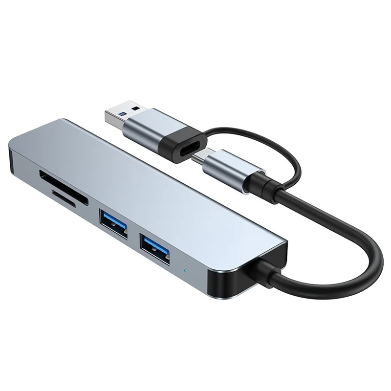5 Ports 2-In-1 USB 3.0 HUB Type-C Adapter USB3.0+USB2.0+SD+TF Multi-Port USB Splitter Expander for PC Computer
